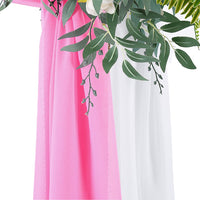 Arco per matrimonio Garvee, set da 2, voilage bianco e rosa, mussola elastica, 70x550 cm, versatile, antipiega, per uso interno ed esterno, sfondo fotografico