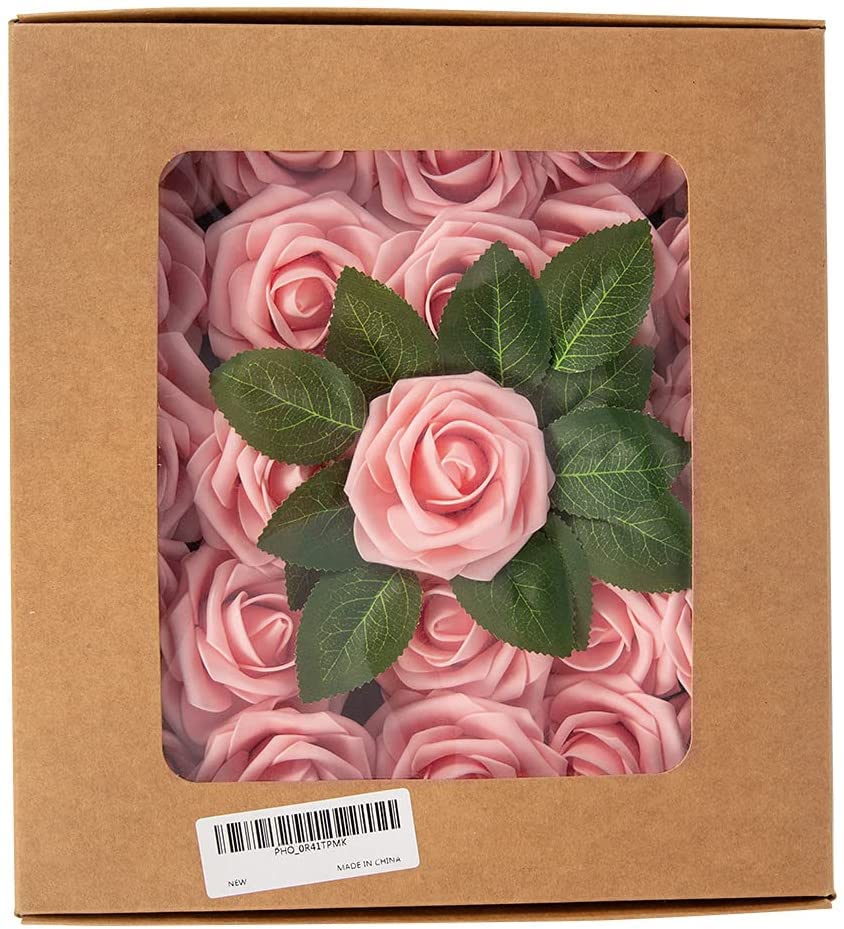 Rose artificiali Garvee, set da 25 pezzi, fiori di schiuma, rosa, per decorazioni fai da te, colori vivaci, resistenti, versatili