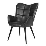 Garvee Sedia Da Pranzo Casual In Lino E Pelle Scamosciata, Struttura Stabile Con Gambe In Metallo, Cucina E Sala Da Pranzo, Design Moderno, Comfort Elevato, Colori Vari - Black