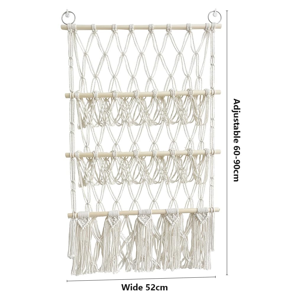 GARVEE Amaca portaoggetti per animali di peluche, corda di cotone, ampio spazio di archiviazione, regolabile, cameretta dei bambini e sala giochi, 78-118 cm, bianco