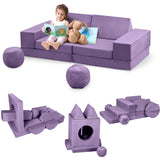 Garvee Set Divano Modulare per Bambini 12 Pezzi, Schiuma Morbida, Tunnel, Poltrona e Divano Letto, Cameretta e Sala Giochi, Multicolore