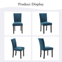 Set 2 sedute Pranzo Garvee, ergonomiche, imbottite, in tessuto di Lino, Blu Scuro, per soggiorno e sala da Pranzo