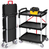 Carrello di servizio pieghevole Garvee, resistente, 176 libbre, con ruote girevoli a 360°, maniglia ergonomica, per ufficio e officina, telaio in alluminio, nero