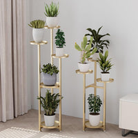 Garvee Plant Shelf Flower Stand con piedini antiscivolo, mensola quadrata in metallo multistrato per soggiorno e camera da letto, salvaspazio, nero