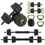 Garvee Set Pesi Regolabili 4 in 1 30 kg - Manubrio, Bilanciere, Kettlebell, Flessioni - Antiscivolo ABS per Fitness Casa Palestra