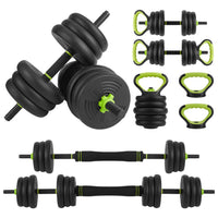 Garvee Manubri regolabili 4 in 1 set con bilanciere, kettlebell, maniglie per flessioni, materiale ABS, antiscivolo, 5-21 libbre, per allenamenti a casa