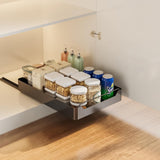 Organizzatore per cassetti da cucina Garvee con meccanismo di scorrimento silenzioso e ammortizzato, robusto, 35x43 cm, per dispensa e bagno - Nero