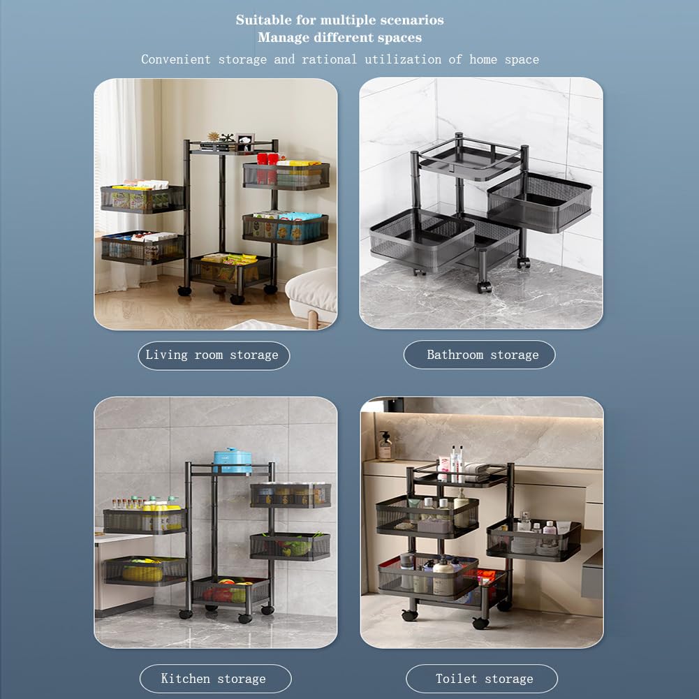 Carrello in metallo nero a 5 ripiani Garvee, 94x28x28 cm, carrello da cucina per carichi pesanti in magazzini, garage e negozi al dettaglio con struttura durevole