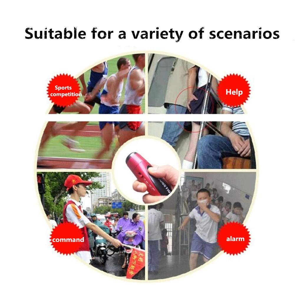 Fischietto elettronico Garvee con cordino, 3 toni, 125 dB, materiale ABS, ricaricabile, per sport ed emergenze