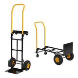 Garvee Carrello Convertible 2-in-1 Ruote Industriali Metallo Pieghevole 363 kg Nero - Ideale per Magazzino e Giardino - 800 Lbs Load Capacity | Black + Orange