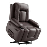Garvee Poltrona Reclinabile in Pelle PU con Sollevamento Elettrico, Massaggio e Riscaldamento, 3 Posizioni, Porta USB, Marrone, Larghezza Seduta 56 cm - Soggiorno Comfort - Marrone