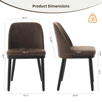 Garvee, set di 2 sedie da pranzo moderne, rivestimento in lino, schienale curvo, gambe in legno, sedia beige per cucina e soggiorno