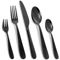 Set di posate Garvee da 60 pezzi, acciaio inossidabile, nero, per 12 persone, lucidato a specchio, lavabile in lavastoviglie, design moderno, sala da pranzo