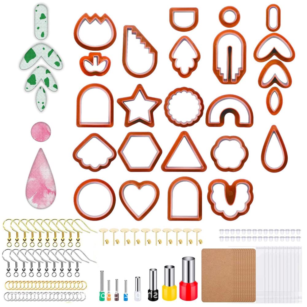 Set di 142 tagliapasta per argilla polimerica Garvee con 24 forme, tagliapasta in plastica versatili e precisi per la creazione di orecchini e progetti artigianali