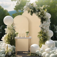 Garvee Wedding Arch Backdrop Cover 1,2x2,2m Tessuto Rotondo Sfondo per Studio Fotografico per Festa in Giardino Cerimonia di Nozze, Bianco