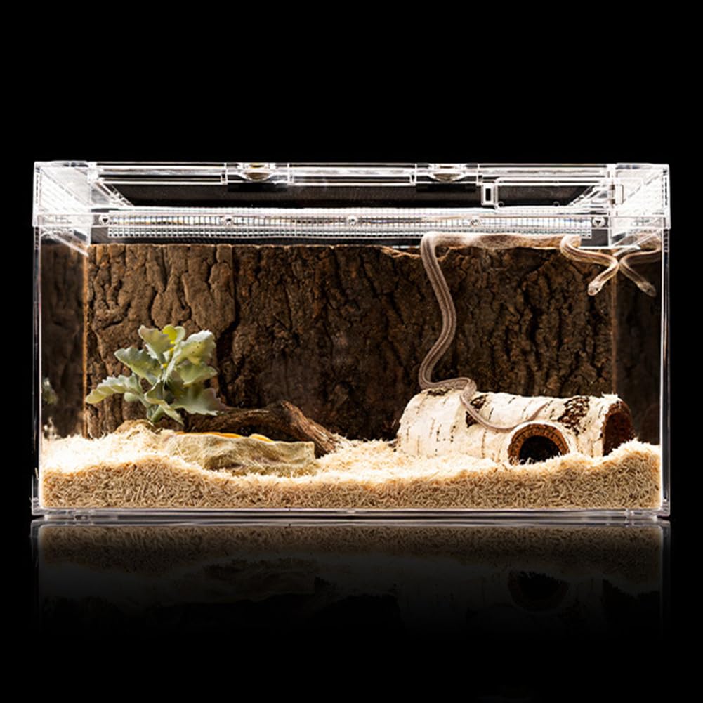 Garvee Resin Hideaway per rettili, decorazione per acquario, taglia M, effetto legno, marrone