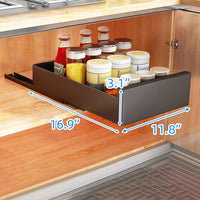 Organizzatore per armadietto estensibile Garvee, acciaio al carbonio, 30 cm di larghezza, per cucina e bagno, guide scorrevoli silenziose, montaggio adesivo, capacità di carico di 55 libbre