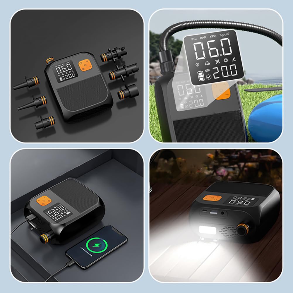Pompa a batteria al litio Garvee da 80 W: pompa elettrica portatile per paddleboard, gommoni e piscine con display e arresto automatico
