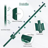 Garvee Steckzaun Zaunpfosten 213CM Robuste Metallpfosten 10 Stück Gartenzaun Zum Stecken Sichtschutz Garten U-Pfosten Stahlpfosten Hof Outdoor-Draht