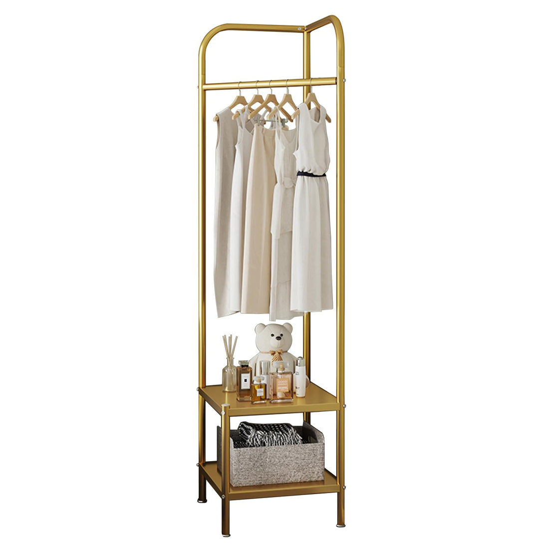 Appendiabiti Angolare Garvee, in metallo con ripiani per corridoio e soggiorno, antiruggine, salvaspazio, design moderno