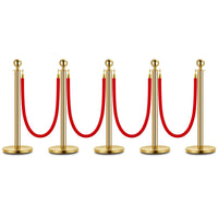 Garvee 5 pali dorati con 4 corde in velluto rosso, acciaio inossidabile, altezza 37.5", per eventi e hotel, Monday senza attrezzi, portatile