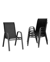 Garvee Set 4 Sedie da Giardino Stackabili in Textilene e Metallo, Resistenti a Ruggine, Patio, Balcone, Giardino, Nero - Black Spray + Black 2*1 Textilene 4 European