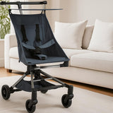 Passeggino da viaggio leggero Garvee per l'uso in aereo, pieghevole, protezione UV, 3,8 kg, telaio in alluminio, ruote a 360°, cestino portaoggetti, bambini 12-36 mesi - Blu