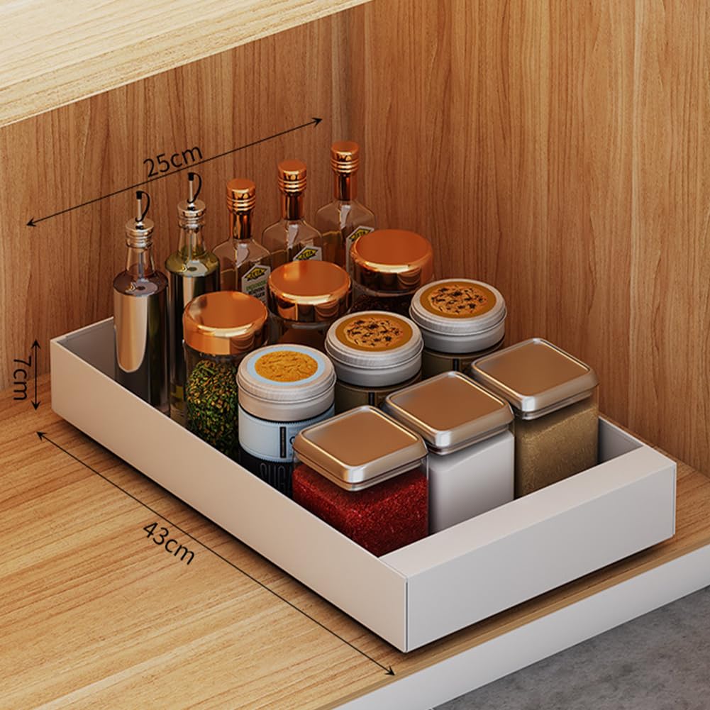 Ripiano estraibile per cassetto Garvee, in metallo con meccanismo di chiusura ammortizzata e silenzioso per cucina e ufficio, capacità di carico 20 kg, acciaio al carbonio, pellicola adesiva