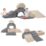 Garvee Set Blocchi Da Arrampicata In Schiuma Per Bambini, 7 Pezzi, Morbidi, Con Scivolo E Rampe, Materiale Vellutato, Per Casa E Asilo, Multicolore