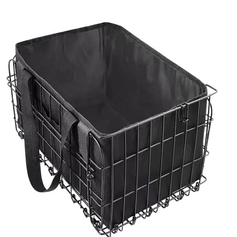 Cestino posteriore per bicicletta Garvee con borsa staccabile, pieghevole, in metallo, con foglio riflettente per la spesa all'aperto, nero