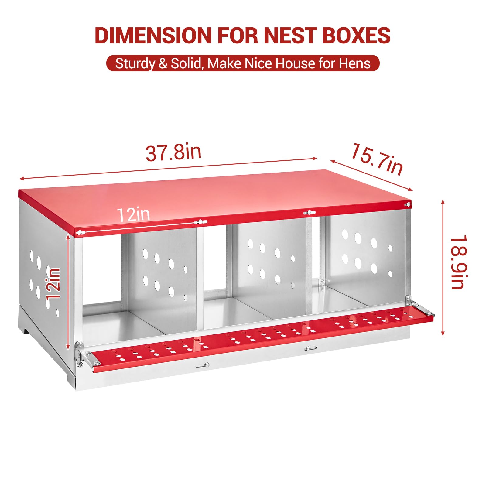 Nido per polli in metallo Garvee con ventilazione e barra oscillante, 3 scomparti, acciaio zincato, antiruggine, salvaspazio, facile da pulire, per polli e anatre