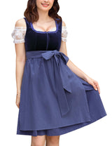 Garvee - Vestito Dirndl corto tradizionale da donna, 3 pezzi, in velluto blu scuro, Oktoberfest B38