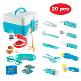 Garvee Set Gioco Dentista e Dottore Bambini 20 Pezzi Maletín Leggero e Resistente Plastica Ecologica Gioco di Ruolo Scuola e Festa - Blu