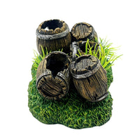 Garvee Ornamenti per acquari a forma di botte di vino, nascondiglio per pesci in resina, grotta per acquari, gamberetti, per riposare e giocare, colore naturale