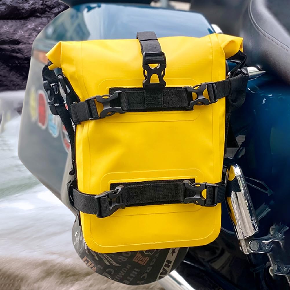 Borsa per moto Garvee con barra protettiva, impermeabile IPX6, 8L, gialla, per telai di moto e uso fuoristrada