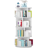 Libreria girevole Garvee da 130 cm in legno bianco, girevole a 360°, a 4 ripiani, resistente legno di pino, salvaspazio, versatile per camera da letto e soggiorno - bianco