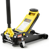 Garvee Cric Idraulico da Gara 3 Ton Sollevamento Rapido Doppio Pistone Acciaio Robusto Bassa Altezza Ruote Girevoli 7,5-39 cm Auto SUV Officina