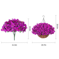 Garvee Set di fiori di bouganville artificiali con cesto per giardino e terrazza, viola, resistenti ai raggi UV e alle intemperie