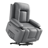Garvee Poltrona Reclinabile in Pelle PU con Sollevamento Elettrico, Massaggio e Riscaldamento, 3 Posizioni, Porta USB, Tasca Laterale, Grigio, 56 cm Seduta + Portabicchieri - Comfort e Praticità per il Soggiorno - Grigio