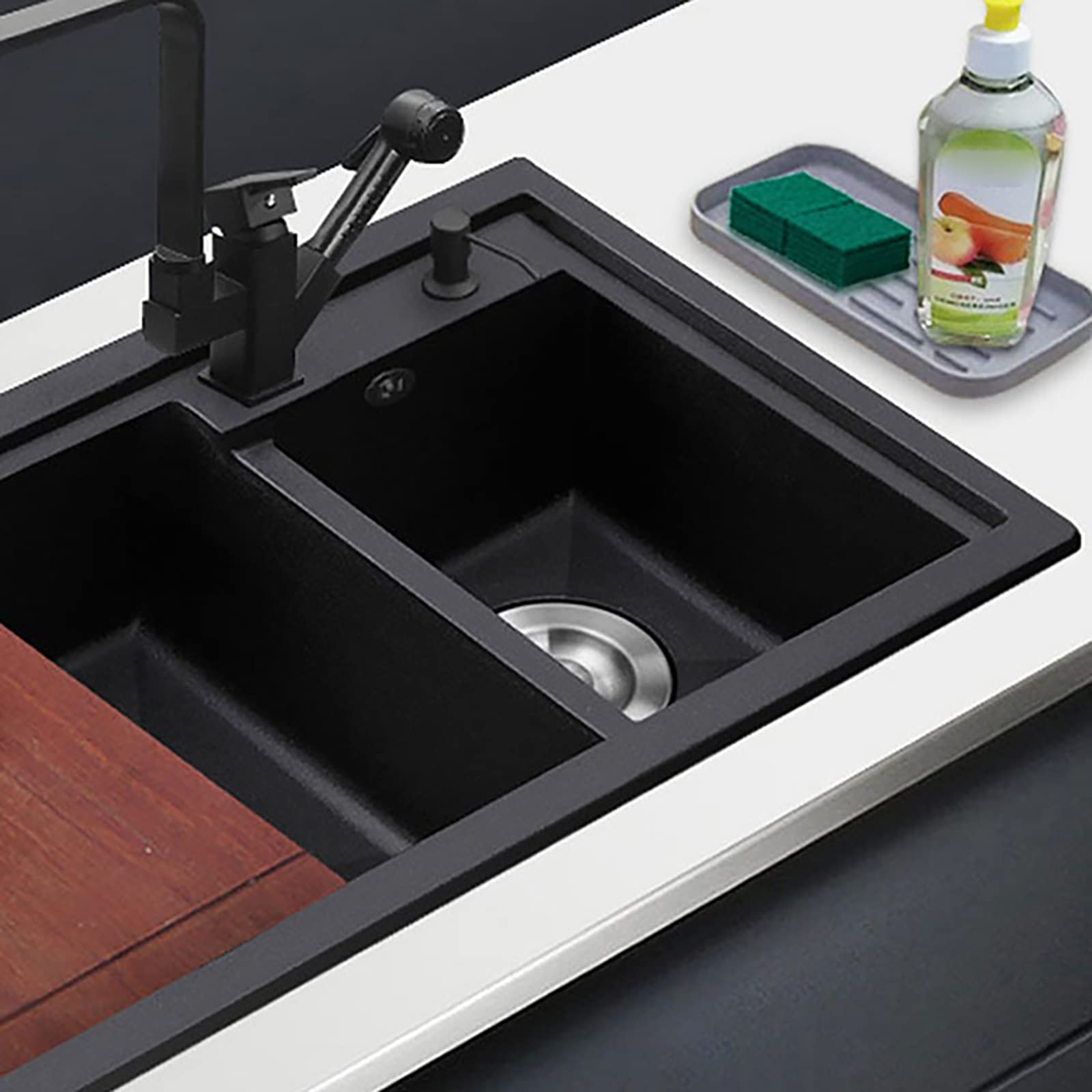 Vassoio portaoggetti per lavello in silicone Garvee, tappetino per asciugatura da cucina, antiscivolo, portaoggetti per lavello da cucina, vassoio raccogligocce, accessorio per il piano di lavoro della cucina del bagno