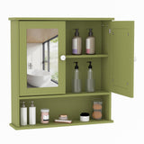 Garvee Armadio da Bagno con Specchio Mensole Regolabili Design Rustico Moderno Bianco Multiuso per Bagno e Cucina - Green