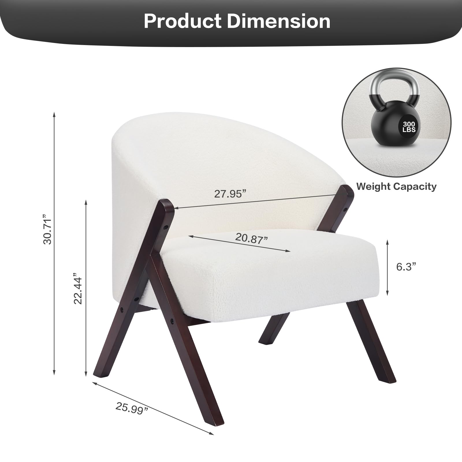 Poltrona Garvee Mid Century Modern, struttura in legno, soggiorno, camera da letto, balcone, rivestimento in lino, comoda poltrona