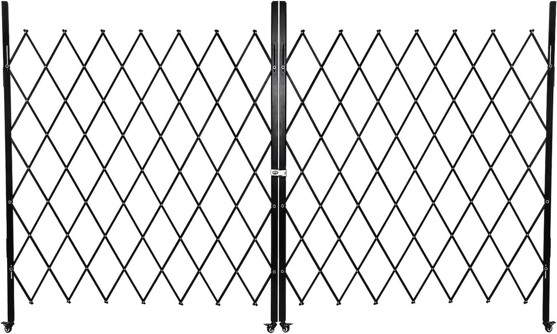 Cancello di sicurezza pieghevole doppio Garvee 61"x122" in acciaio con rulli a 360° per cortili e garage Robusto e flessibile