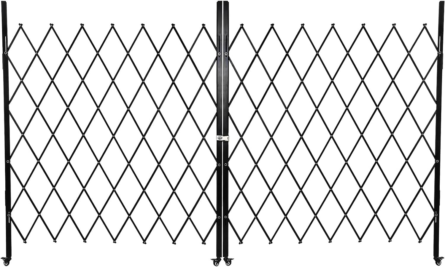 Cancello di sicurezza pieghevole doppio Garvee 61"x122" in acciaio con rulli a 360° per cortili e garage Robusto e flessibile