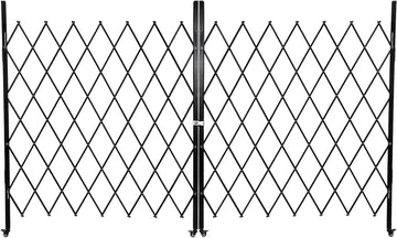 Cancello di sicurezza pieghevole doppio Garvee 61"x122" in acciaio con rulli a 360° per cortili e garage Robusto e flessibile