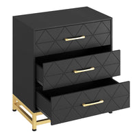 Cassettiera in legno Garvee per camera da letto, 3 cassetti, MDF, nero, moderna, robusta, salvaspazio, soggiorno, corridoio