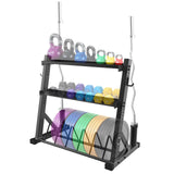 Portabarbell Garvee 3 Livelli 450 kg Regolabile Altezza Nero - Porta Manubri per Home Gym