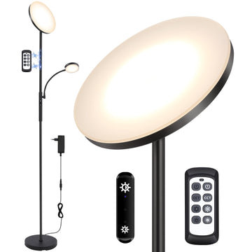 Lampada da terra a LED GARVEE, dimmerabile con luce di lettura, per soggiorno, camera da letto, ufficio, 175 cm, nero