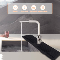 Tappetino raccogli gocce in silicone per rubinetto Garvee 61 x 14 x 0,5 cm, nero, per cucina, bagno, lavello, dispenser di sapone