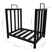 Portalegna in metallo Garvee, nero, portatile con maniglie per camino, braciere, stufa a legna, 17,5x11,8x15,7